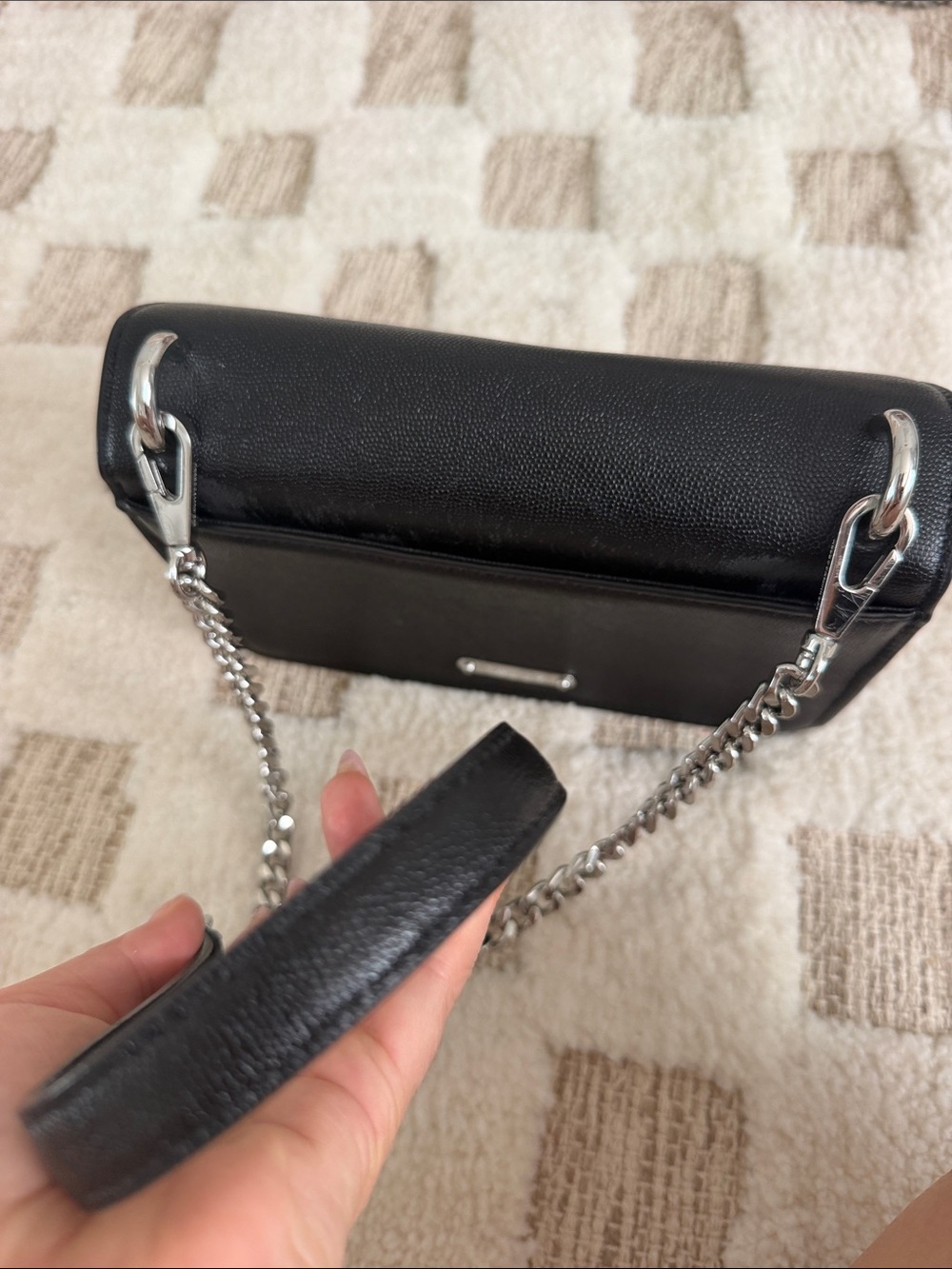 Rebecca Minkoff Black Leather Ring-Accent Chain Crossbody Bag - Picture 9 of 9